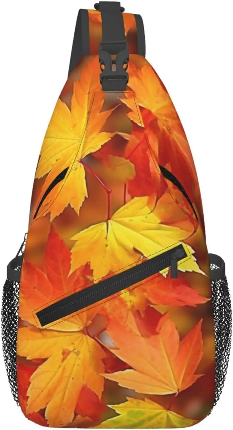 Sling Bag Crossbody Sling Backpack for Men Women Autumn Leaves of Maple Cross Chest Bag Travel Hiking Daypack