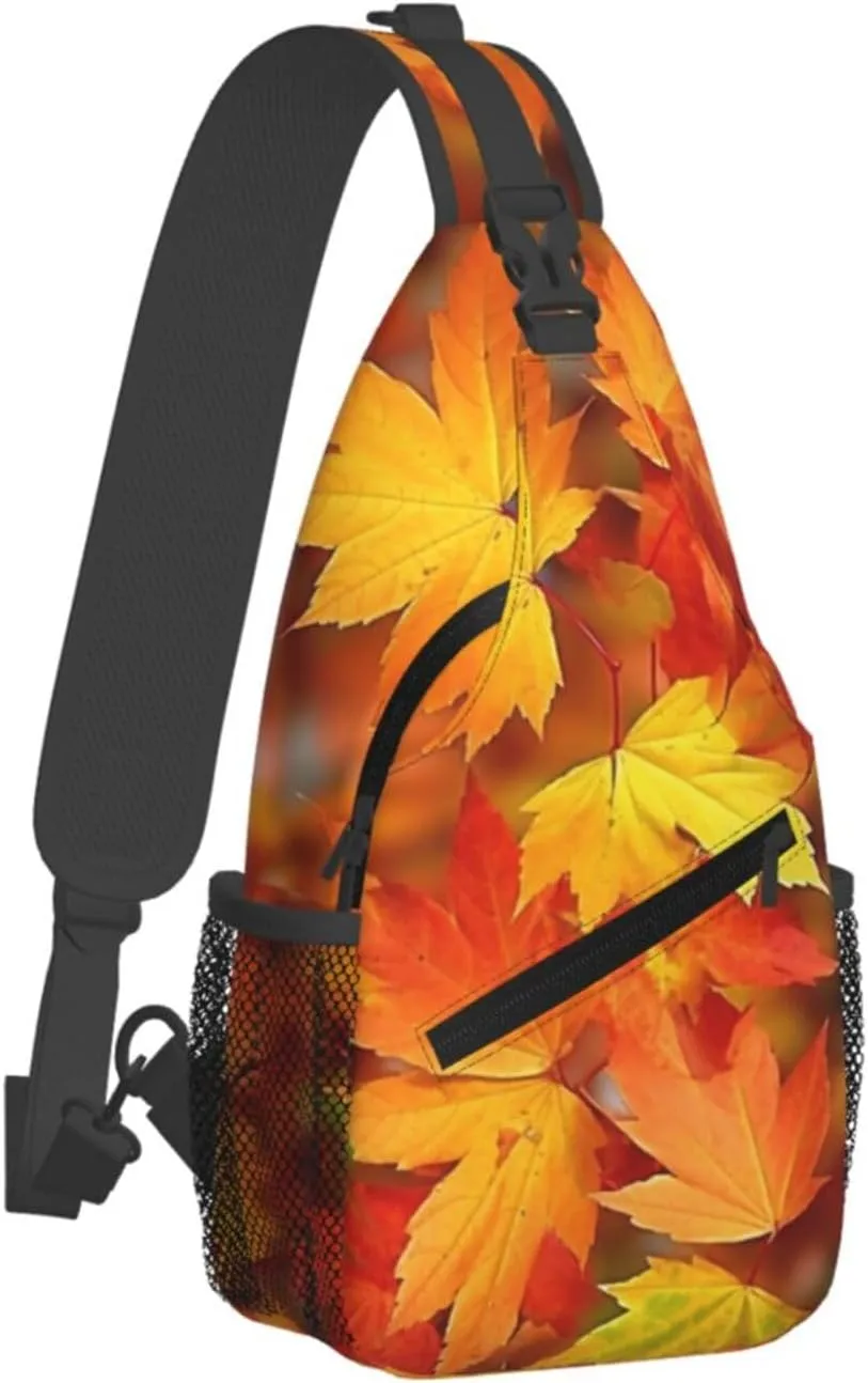 Sling Bag Crossbody Sling Backpack for Men Women Autumn Leaves of Maple Cross Chest Bag Travel Hiking Daypack