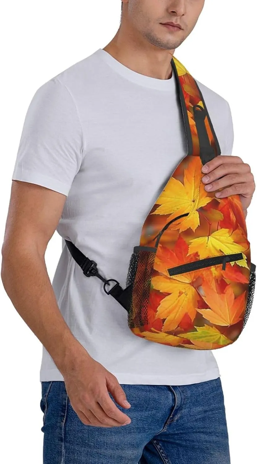 Sling Bag Crossbody Sling Backpack for Men Women Autumn Leaves of Maple Cross Chest Bag Travel Hiking Daypack