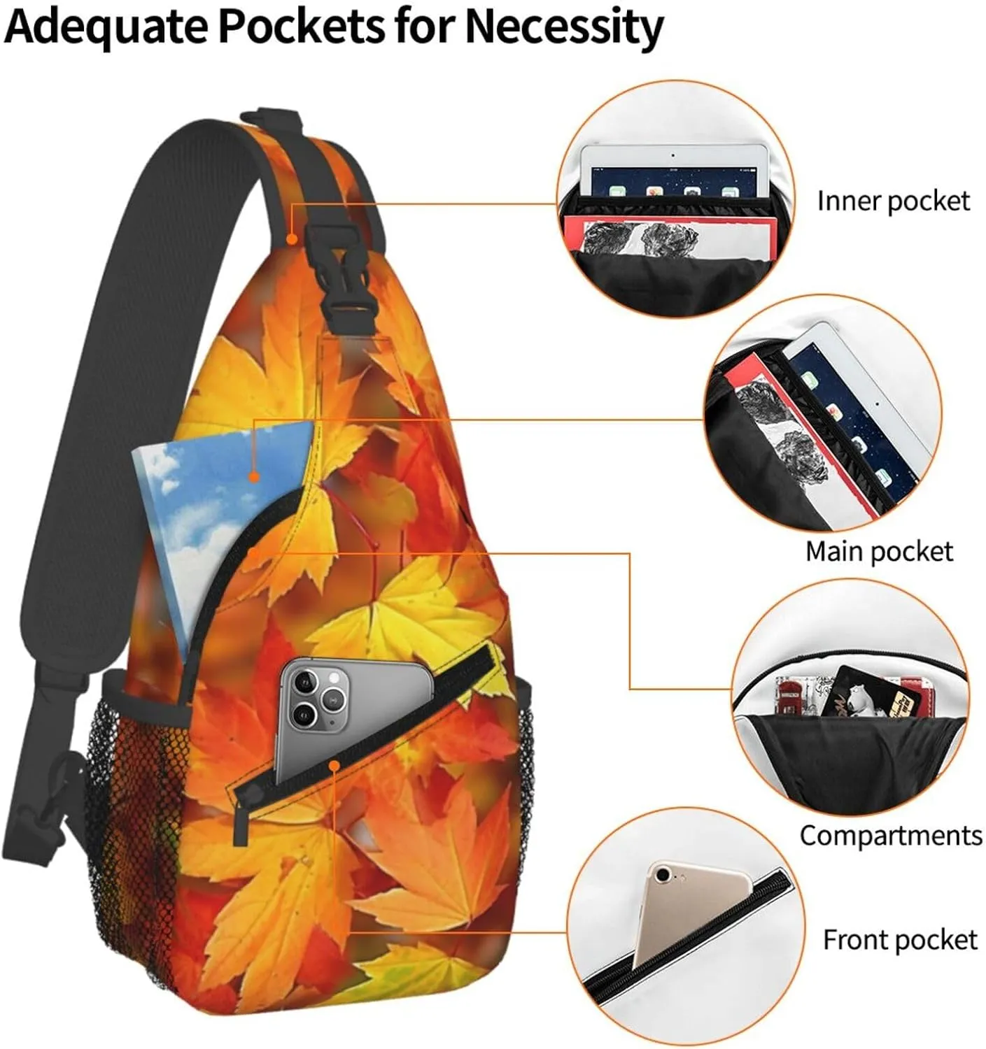 Sling Bag Crossbody Sling Backpack for Men Women Autumn Leaves of Maple Cross Chest Bag Travel Hiking Daypack