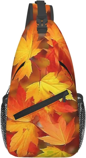 Sling Bag Crossbody Sling Backpack for Men Women Autumn Leaves of Maple Cross Chest Bag Travel Hiking Daypack