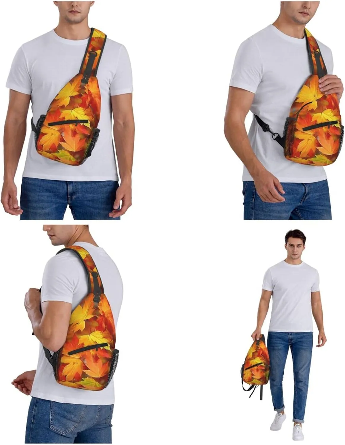 Sling Bag Crossbody Sling Backpack for Men Women Autumn Leaves of Maple Cross Chest Bag Travel Hiking Daypack