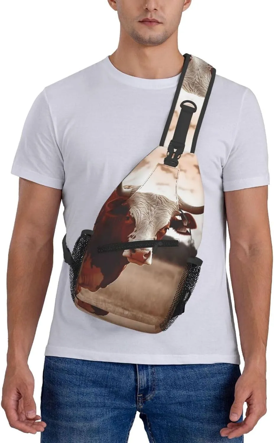 Sling Bag Crossbody Sling Backpack for Men Women Texas Cow Cross Chest Bag Travel Hiking Daypack