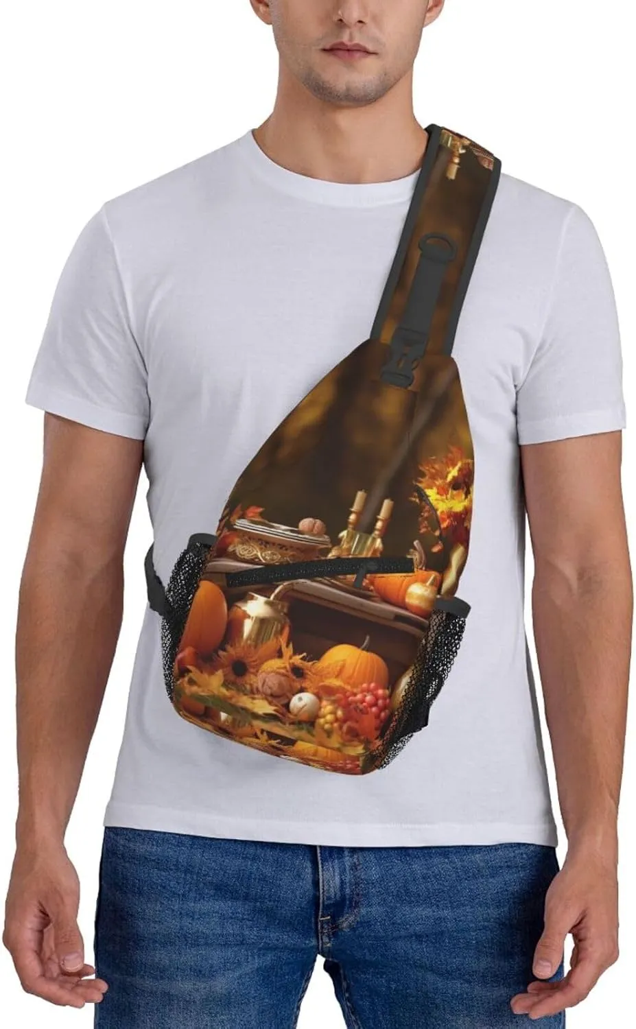 Sling Bag Crossbody Sling Backpack for Men Women Thanksgiving Golden Fall Cross Chest Bag Travel Hiking Daypack