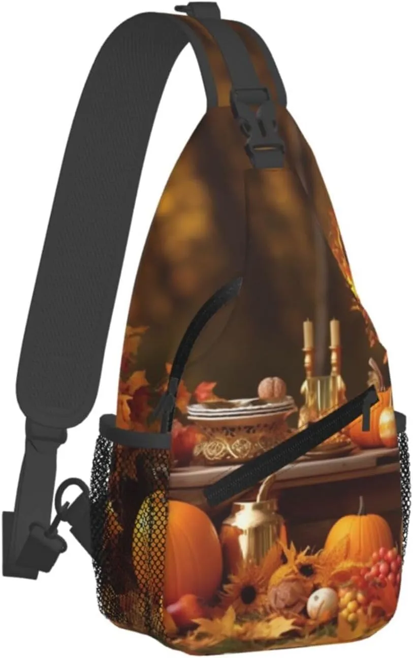 Sling Bag Crossbody Sling Backpack for Men Women Thanksgiving Golden Fall Cross Chest Bag Travel Hiking Daypack