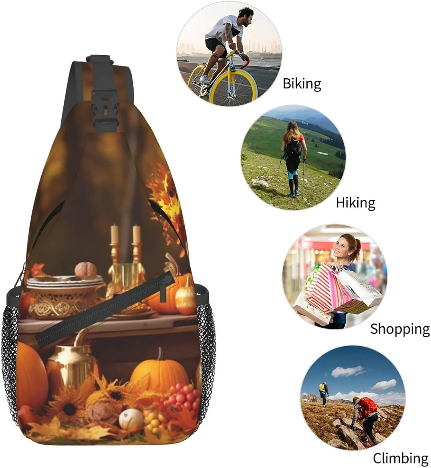 Sling Bag Crossbody Sling Backpack for Men Women Thanksgiving Golden Fall Cross Chest Bag Travel Hiking Daypack