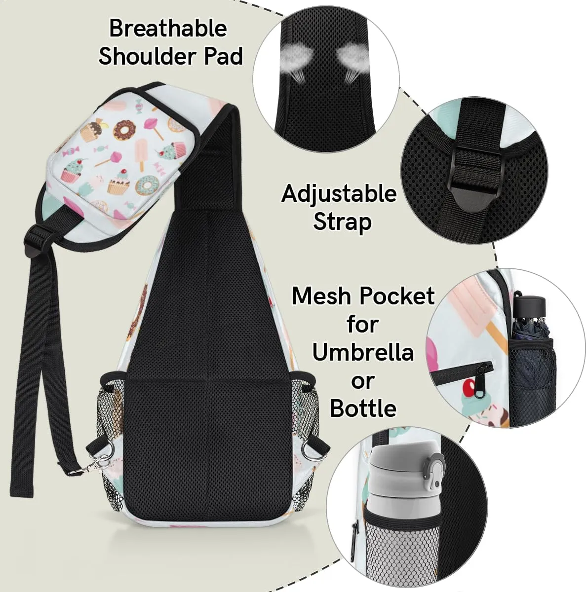 Sling Bag for Women Men Chest Shoulder Backpack Multipurpose Crossbody Bag Lightweight Travel Hiking Daypack