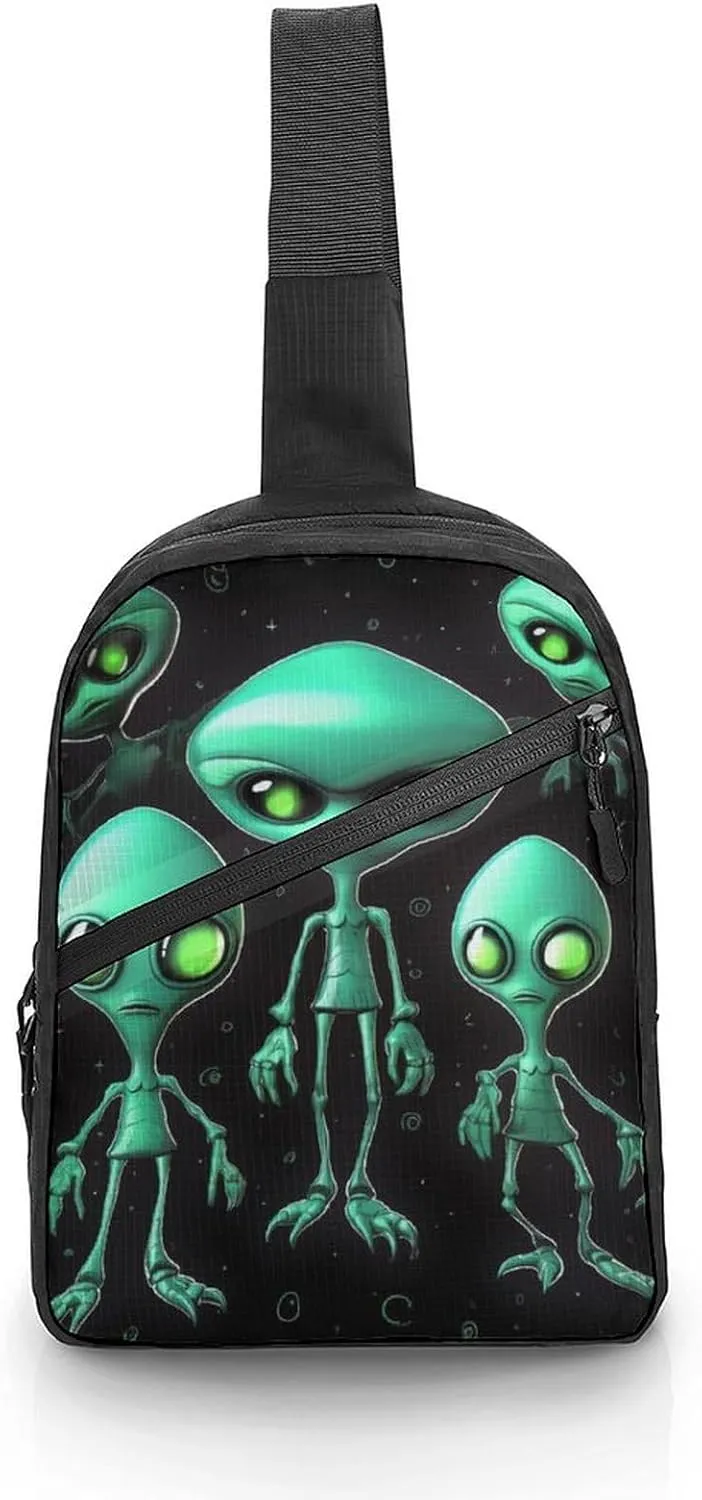 Sling Bag for Women Men Daypack Aliens Chest Bag Crossbody Backpack for Hiking Travel