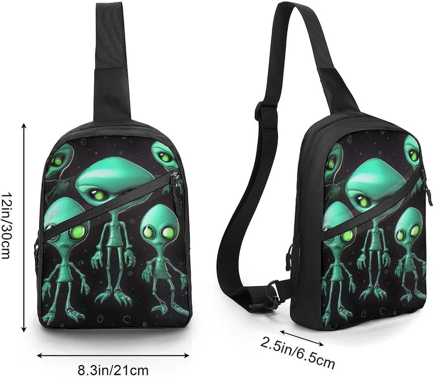 Sling Bag for Women Men Daypack Aliens Chest Bag Crossbody Backpack for Hiking Travel