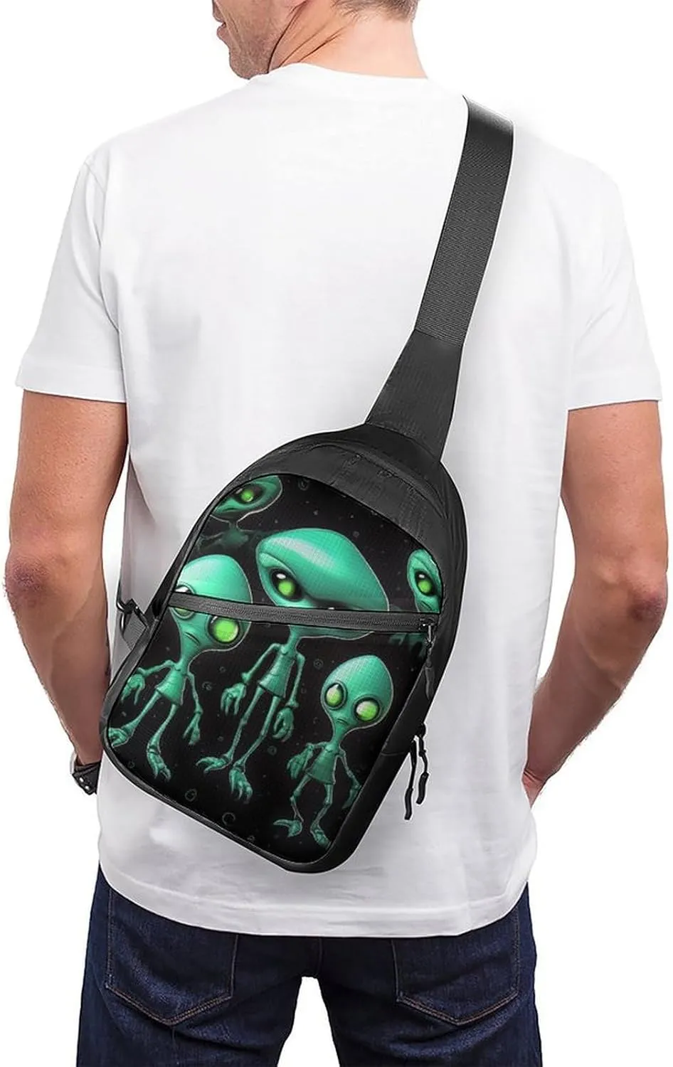 Sling Bag for Women Men Daypack Aliens Chest Bag Crossbody Backpack for Hiking Travel