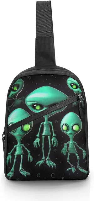 Sling Bag for Women Men Daypack Aliens Chest Bag Crossbody Backpack for Hiking Travel