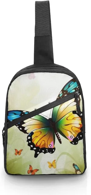 Sling Bag for Women Men Daypack Beautiful Butterfly Chest Bag Crossbody Backpack for Hiking Travel