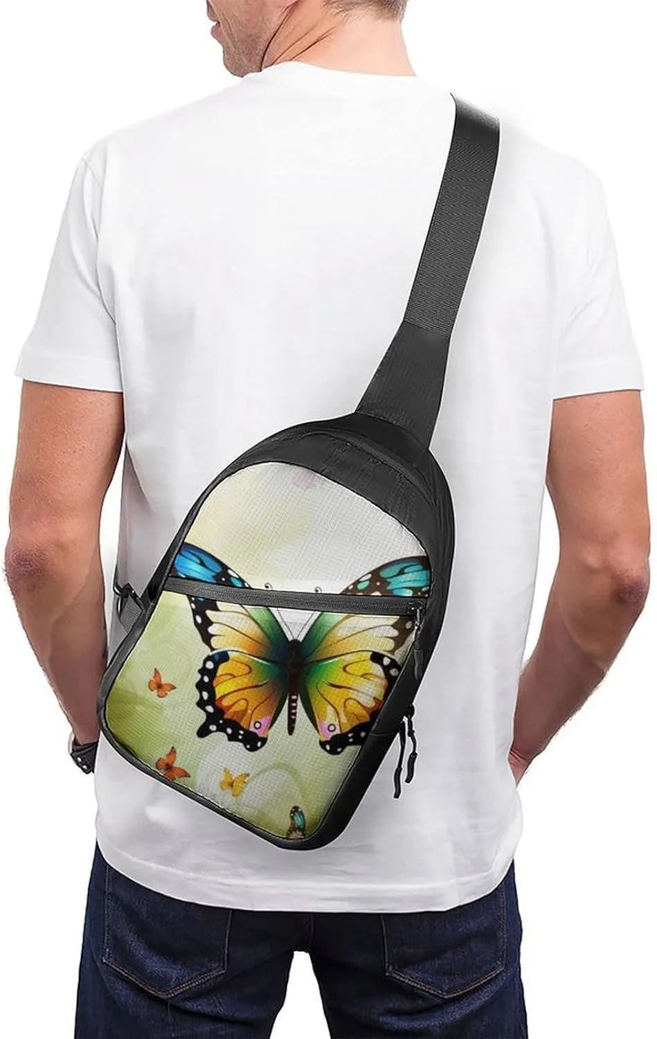 Sling Bag for Women Men Daypack Beautiful Butterfly Chest Bag Crossbody Backpack for Hiking Travel