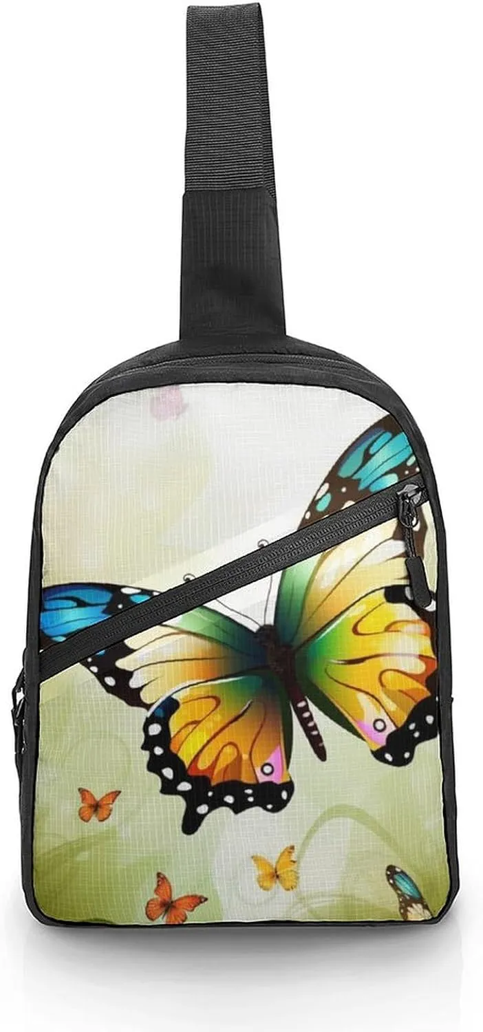 Sling Bag for Women Men Daypack Beautiful Butterfly Chest Bag Crossbody Backpack for Hiking Travel