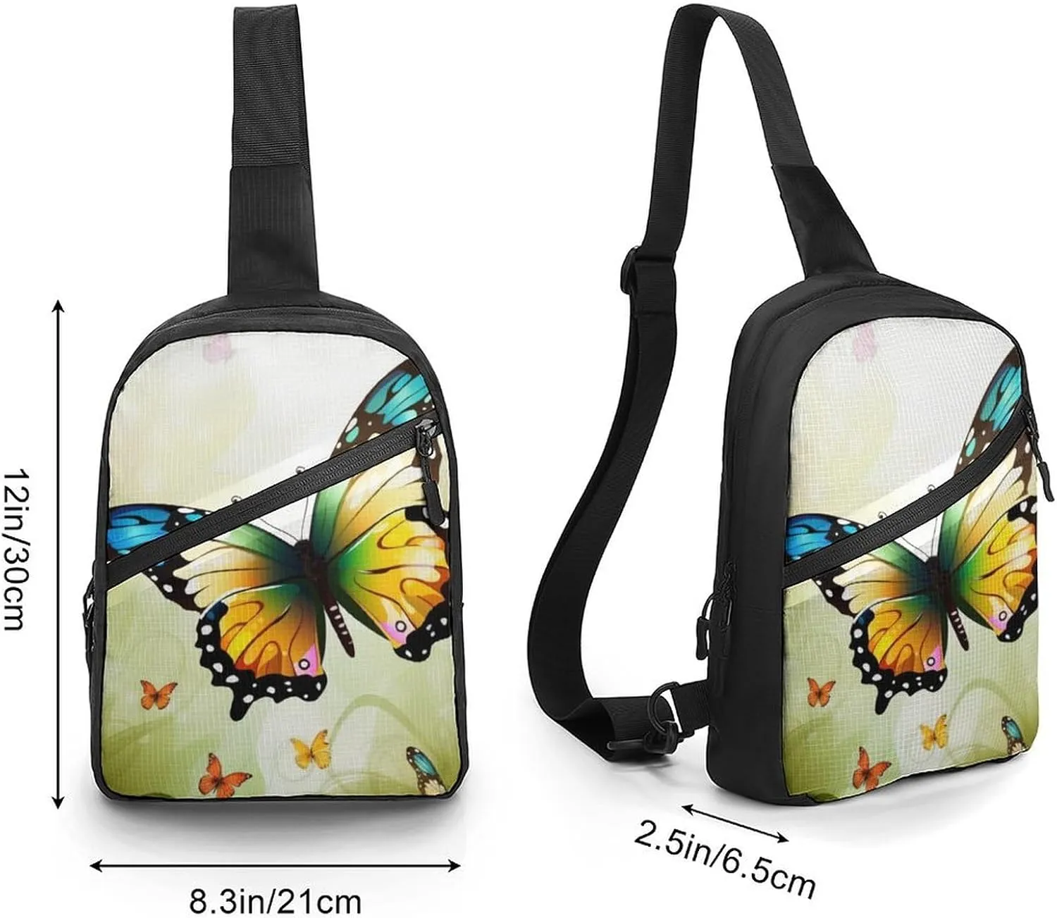 Sling Bag for Women Men Daypack Beautiful Butterfly Chest Bag Crossbody Backpack for Hiking Travel