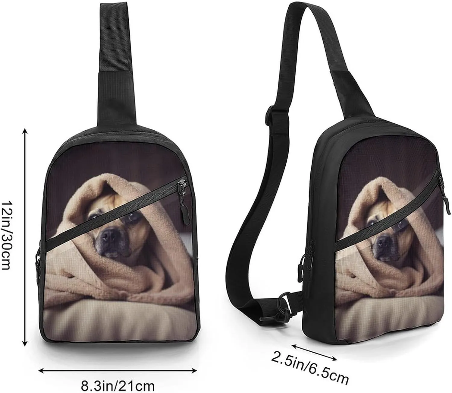 Sling Bag for Women Men Daypack Dog in A Blanket Chest Bag Crossbody Backpack for Hiking Travel
