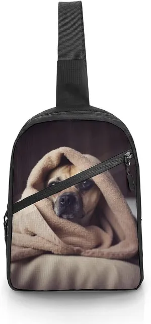 Sling Bag for Women Men Daypack Dog in A Blanket Chest Bag Crossbody Backpack for Hiking Travel