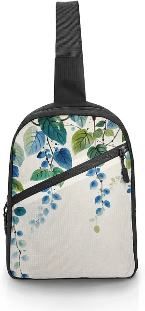 Sling Bag for Women Men Daypack Elegant Leaf Springs Chest Bag Crossbody Backpack for Hiking Travel