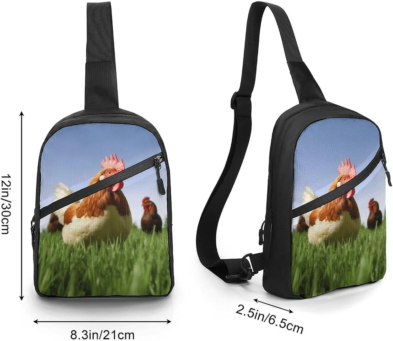Sling Bag for Women Men Daypack Funny Chicken Grass Chest Bag Crossbody Backpack for Hiking Travel