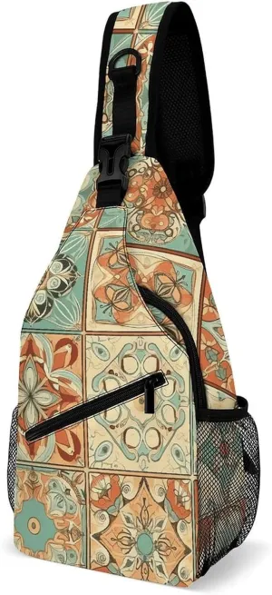 Sling Bag for Women Men Daypack Orange Style Pattern Chest Bag Crossbody Backpack for Hiking Travel