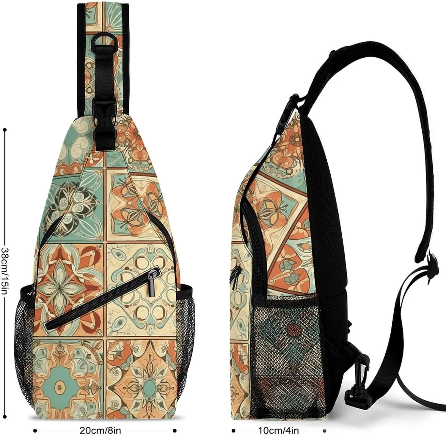Sling Bag for Women Men Daypack Orange Style Pattern Chest Bag Crossbody Backpack for Hiking Travel