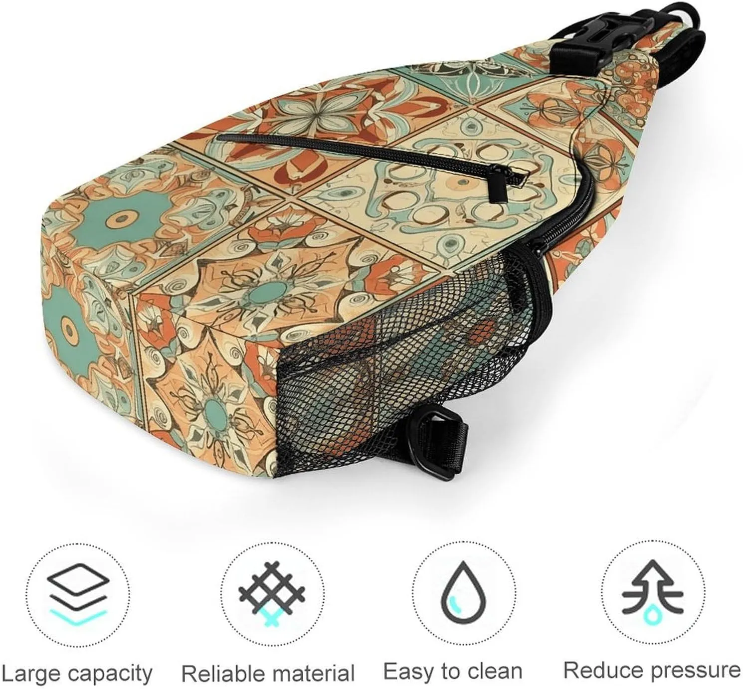 Sling Bag for Women Men Daypack Orange Style Pattern Chest Bag Crossbody Backpack for Hiking Travel