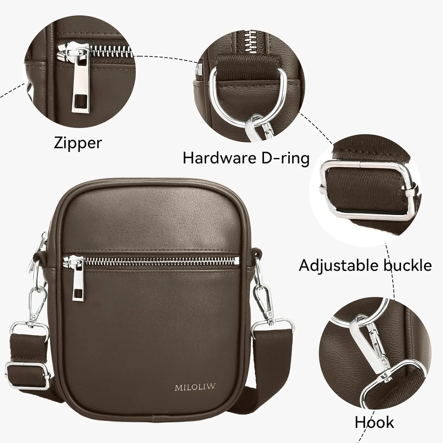 Small Crossbody bag for men shoulder bag mens purse satchel Pu leather messenger bag