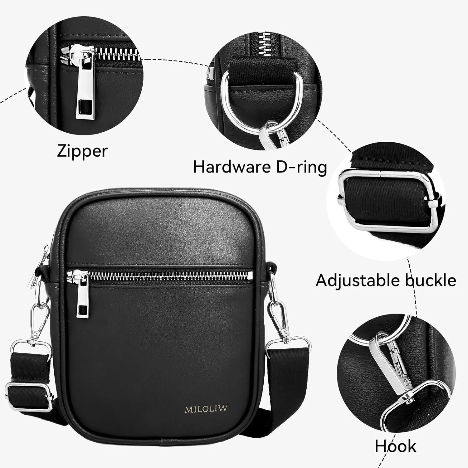 Small Crossbody bag for men shoulder bag mens purse satchel Pu leather messenger bag