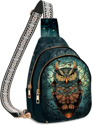 Small Leather Sling Bag for Women Crossbody Fanny Pack Travel Casual Chest Bag with Adjustable Strap