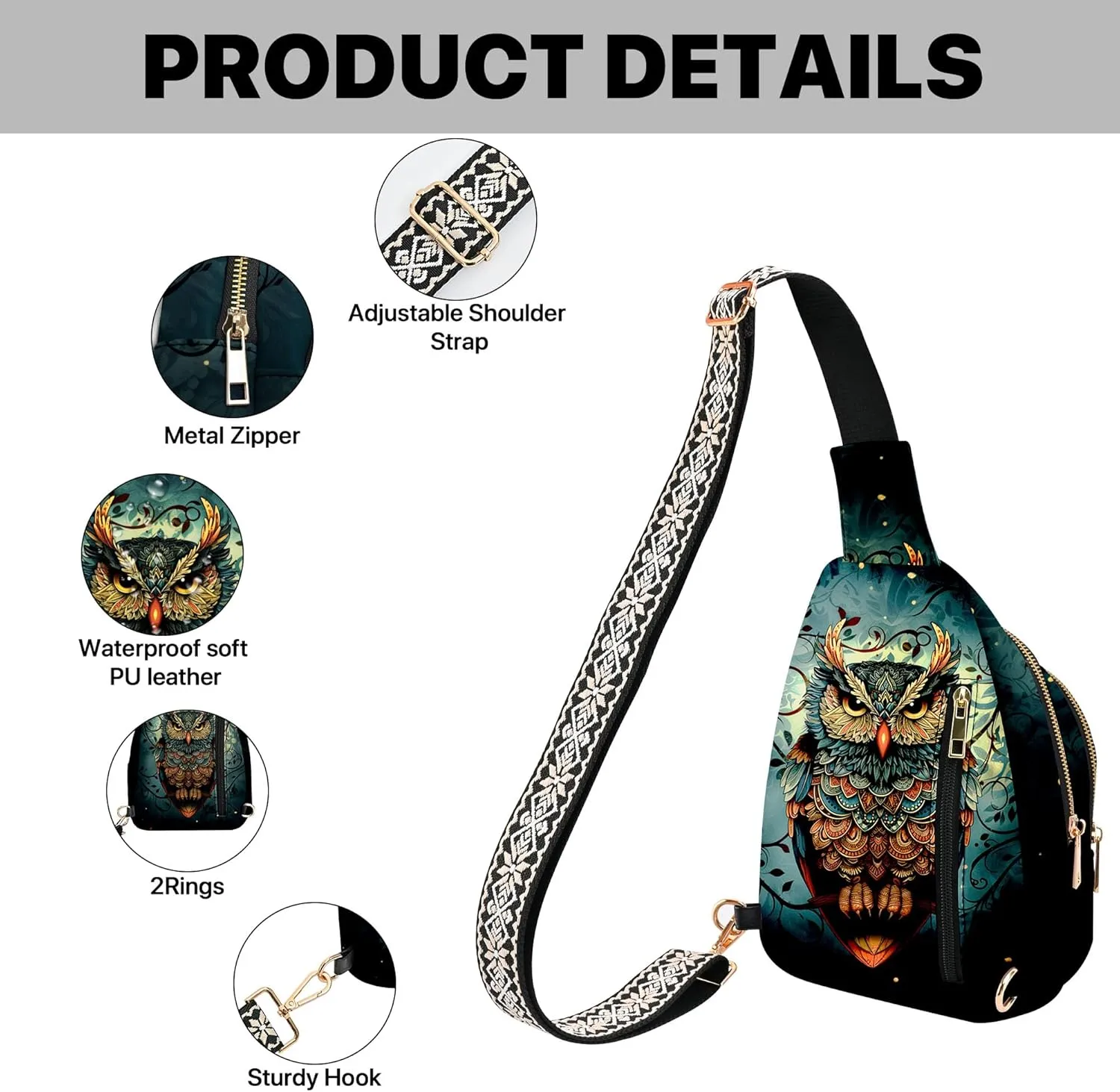 Small Leather Sling Bag for Women Crossbody Fanny Pack Travel Casual Chest Bag with Adjustable Strap