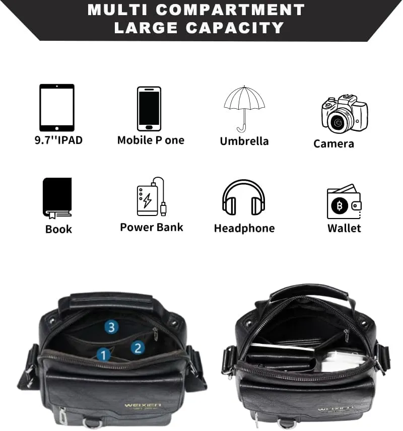 Small Messener Bag for Men, Man Purse Crossbody Shoulder Bags, Men Casual Sling Pack Men Briefcase for Work Business Travel