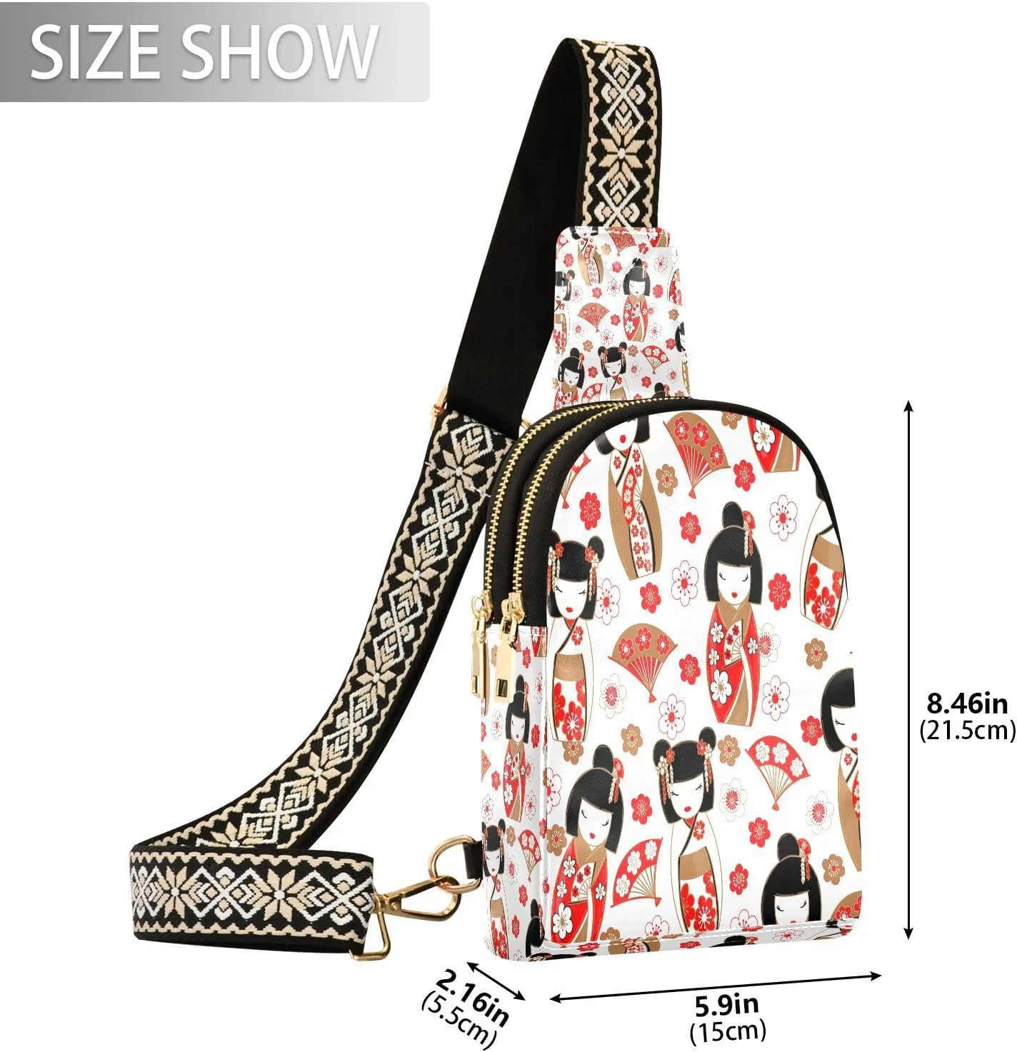 Small Sling Bag for Women Yin Yang Symbols Trendy Crossbody Bag Fanny PackBlack and White Pattern Leather Chest Bag