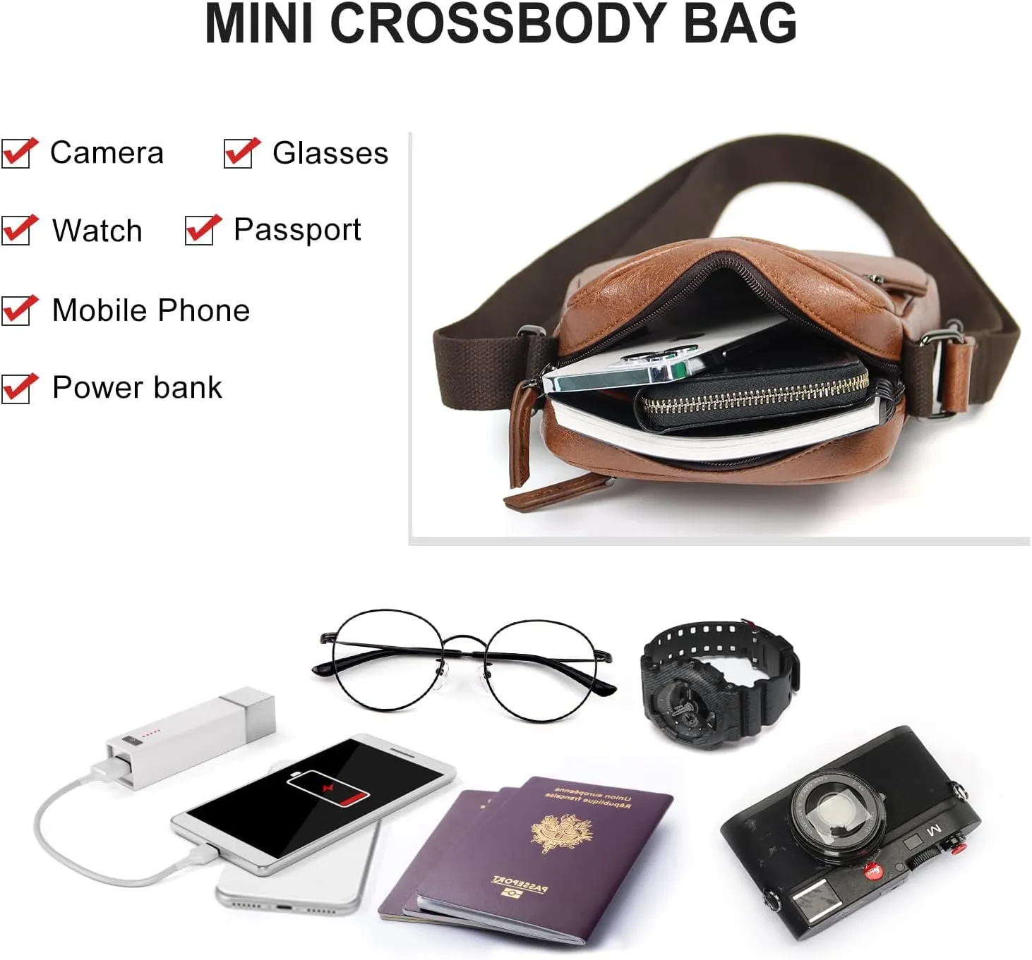 Small/Medium Crossbody bag for men shoulder bag mens purse satchel leather messenger bag gift man