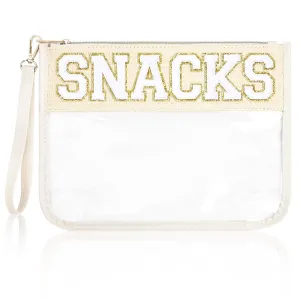 Snack Bag Clear Chenille Letter Pouch Travel Bag Zipper Nylon Snacks Organizer Cosmetic Pouch Toiletry Waterproof Travel Gifts for Women