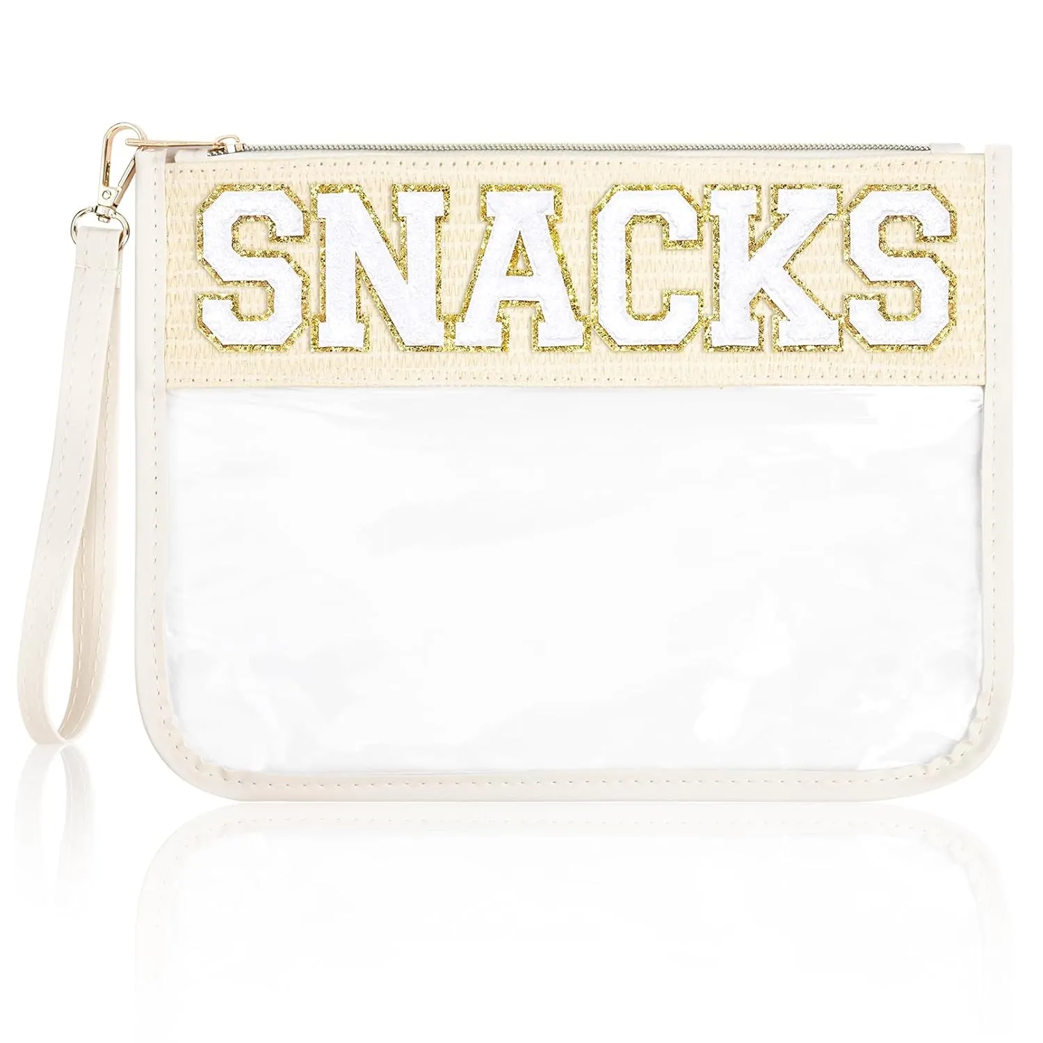 Snack Bag Clear Chenille Letter Pouch Travel Bag Zipper Nylon Snacks Organizer Cosmetic Pouch Toiletry Waterproof Travel Gifts for Women