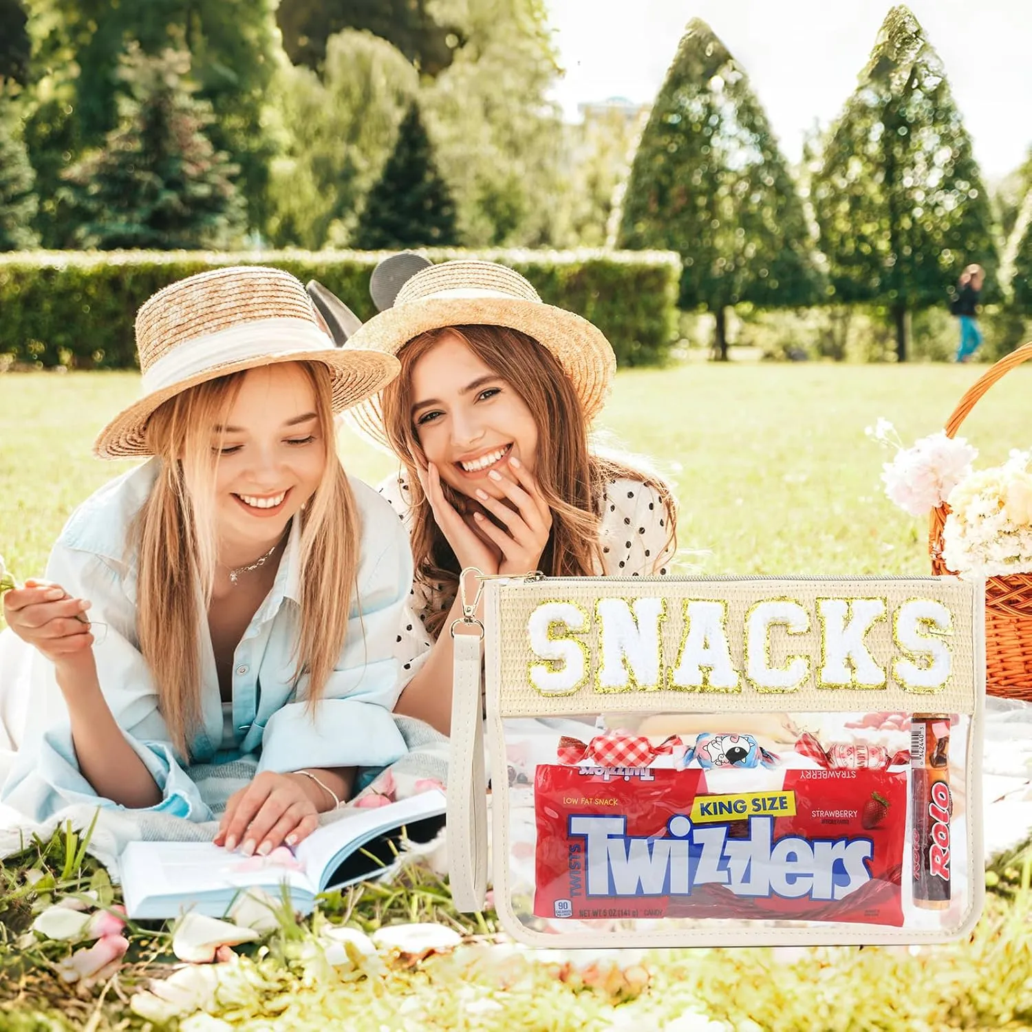 Snack Bag Clear Chenille Letter Pouch Travel Bag Zipper Nylon Snacks Organizer Cosmetic Pouch Toiletry Waterproof Travel Gifts for Women