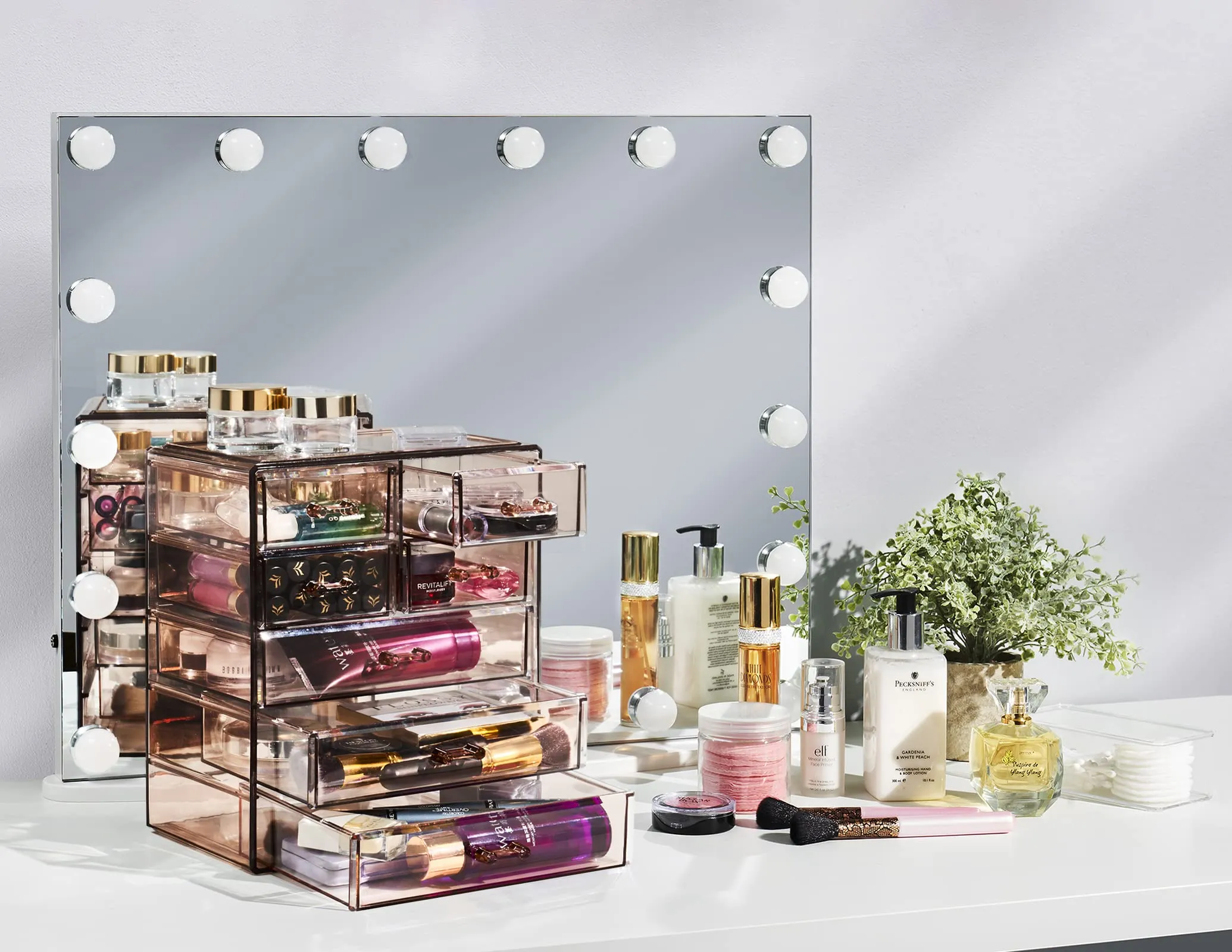 Sorbus Acrylic Makeup Organizer - Organization and Storage Case for Cosmetics Make Up & Jewelry - Big Clear Makeup Organizer for Vanity, Bathroom, College Dorm, Closet, Desk (3 Large, 4 Small Drawers)