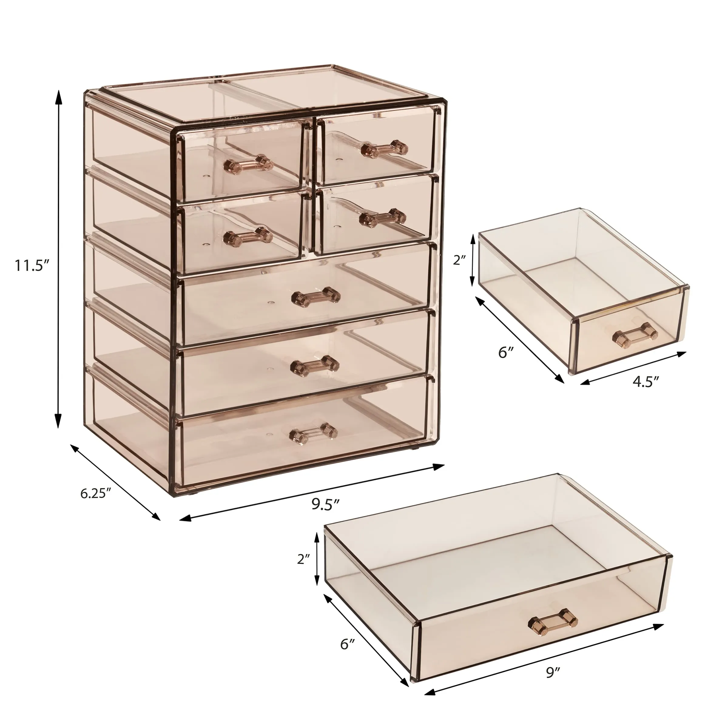Sorbus Acrylic Makeup Organizer - Organization and Storage Case for Cosmetics Make Up & Jewelry - Big Clear Makeup Organizer for Vanity, Bathroom, College Dorm, Closet, Desk (3 Large, 4 Small Drawers)