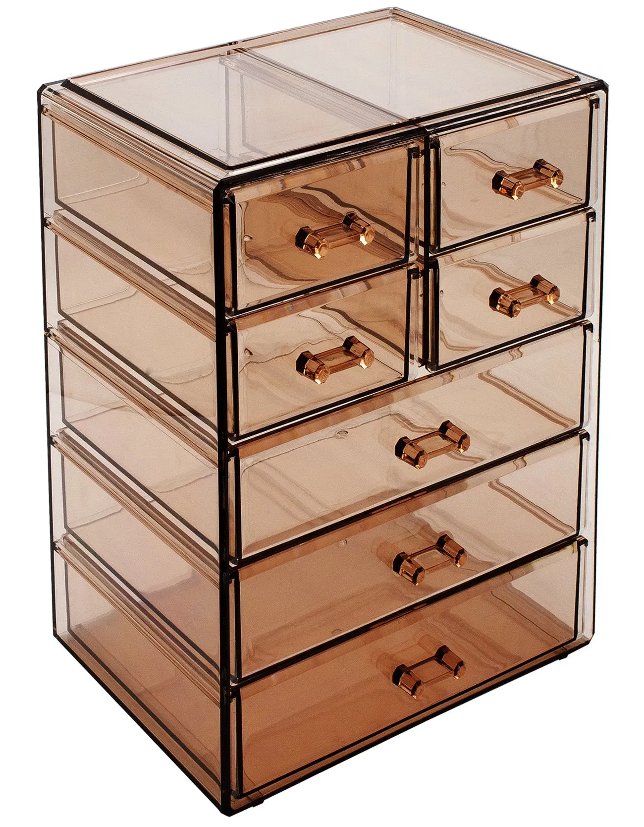 Sorbus Acrylic Makeup Organizer - Organization and Storage Case for Cosmetics Make Up & Jewelry - Big Clear Makeup Organizer for Vanity, Bathroom, College Dorm, Closet, Desk (3 Large, 4 Small Drawers)