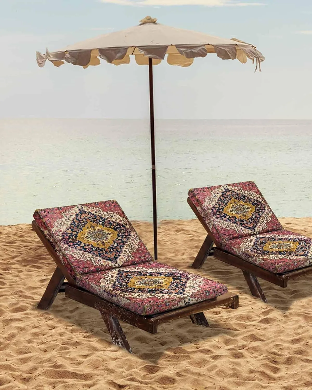 Southwest Aztec Outdoor Cushion Chair Cover Set of 4 - Waterproof Couch Seat Covers, Boho Tribe Traditional Floral Patterned Patio Furniture Protector Cushions Slipcovers for Sofa/RV, 24"x24"x4"