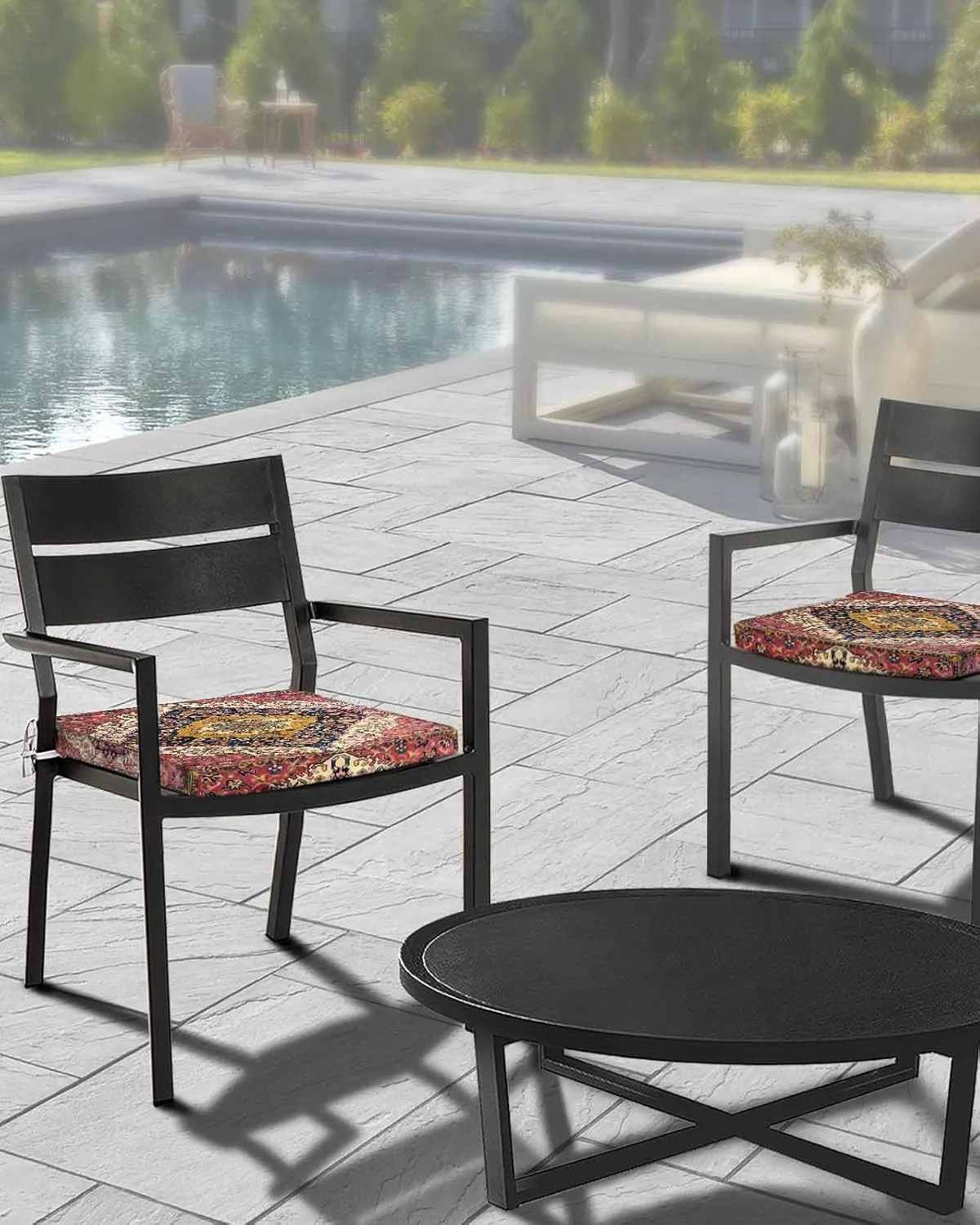 Southwest Aztec Outdoor Cushion Chair Cover Set of 4 - Waterproof Couch Seat Covers, Boho Tribe Traditional Floral Patterned Patio Furniture Protector Cushions Slipcovers for Sofa/RV, 24"x24"x4"