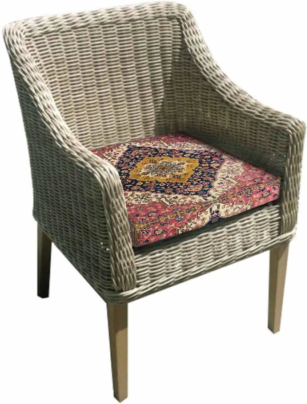 Southwest Aztec Outdoor Cushion Chair Cover Set of 4 - Waterproof Couch Seat Covers, Boho Tribe Traditional Floral Patterned Patio Furniture Protector Cushions Slipcovers for Sofa/RV, 24"x24"x4"