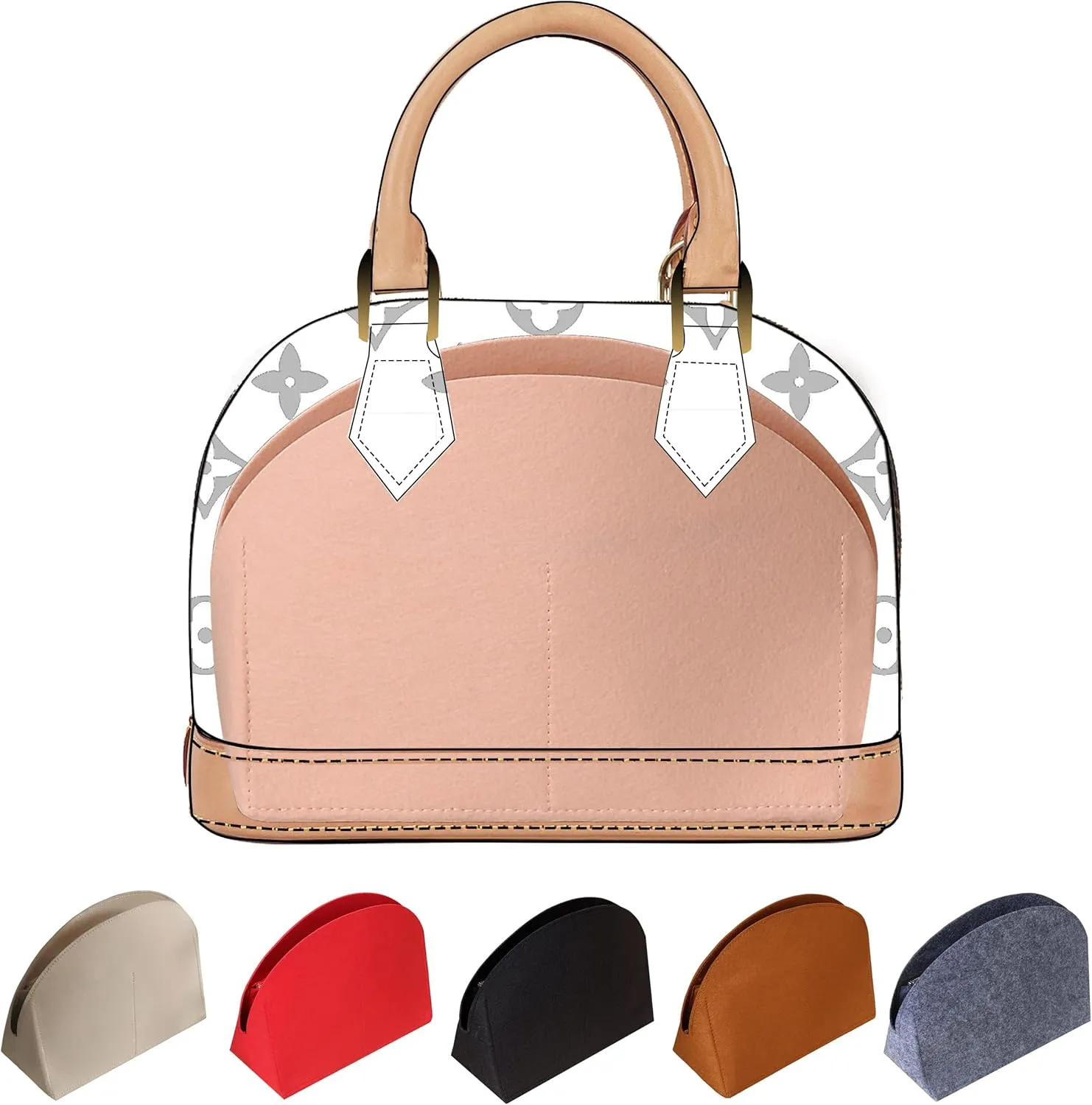 Soyizom Felt Purse Organizer Insert for Tote, Fits Alma BB PM, Pink