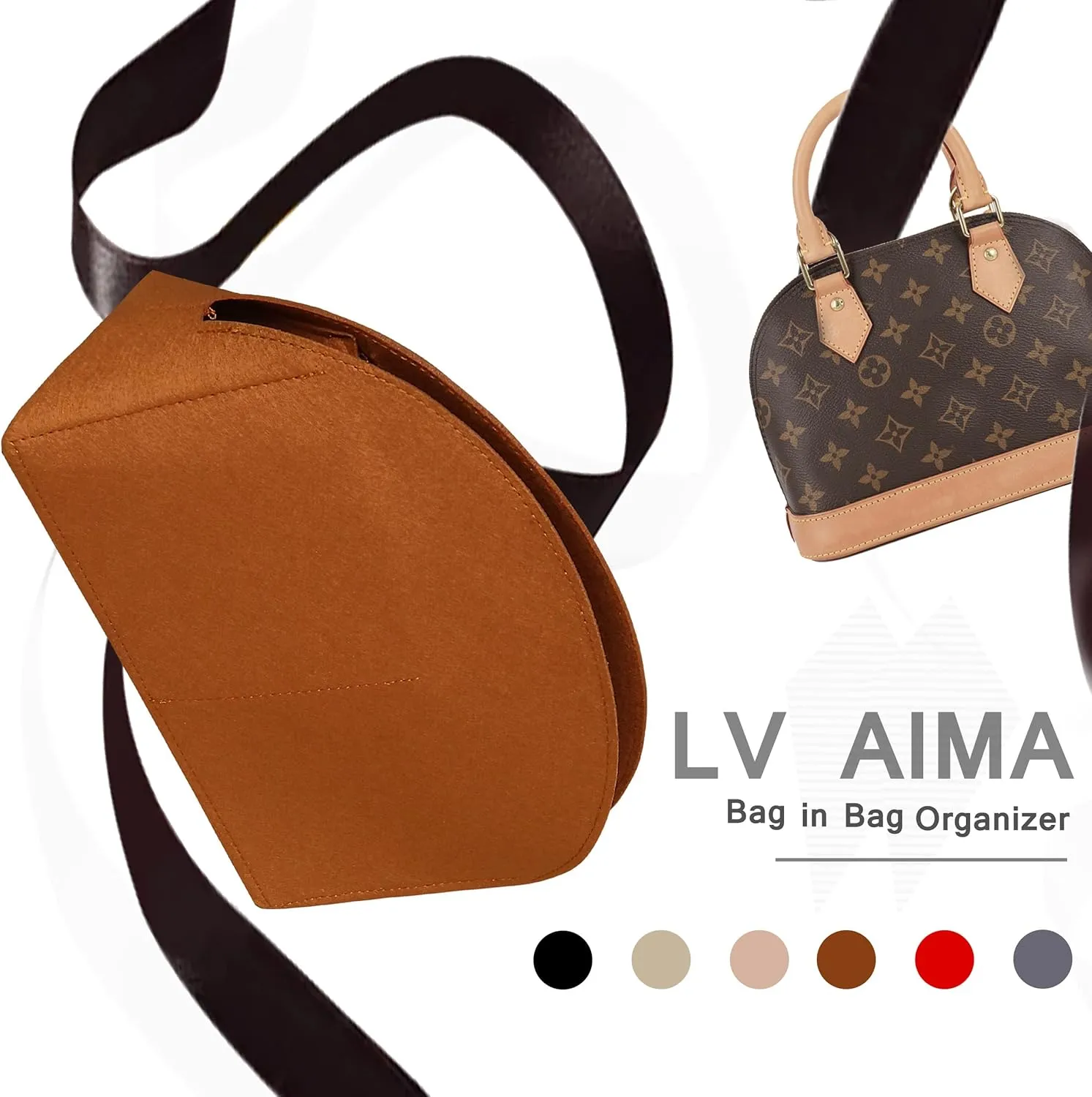 Soyizom Felt Purse Organizer Purse Insert Fits Alma BB PM Insert Tote Organizer for Women Purse Liner Purse in Purse (BB,Brown)