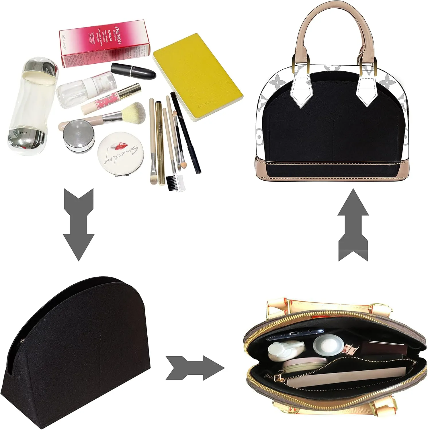 Soyizom Felt Purse Organizer Purse Insert Fits Alma BB PM Insert Tote Organizer for Women Purse Liner Purse in Purse(PM,Black)