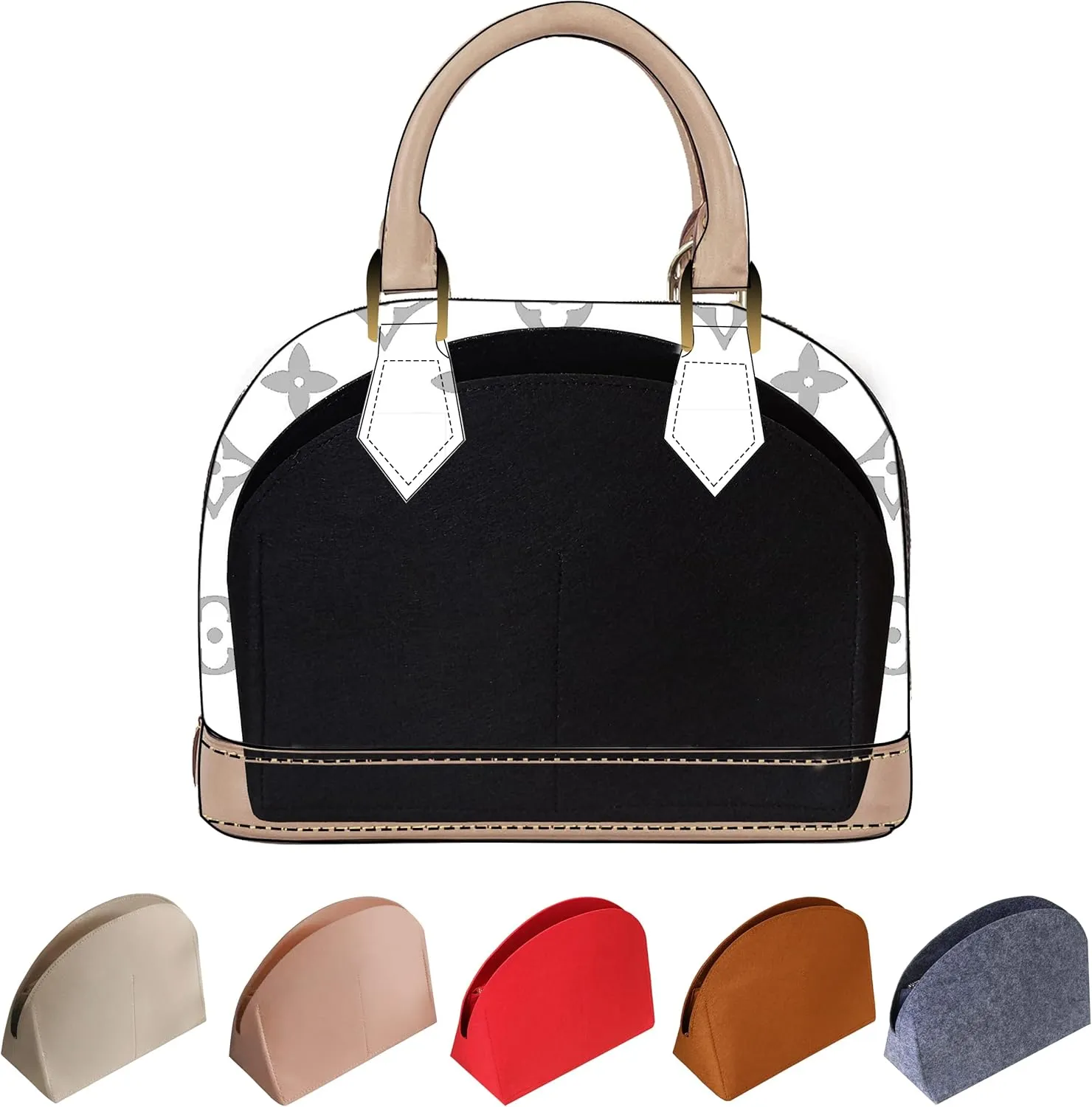 Soyizom Felt Purse Organizer Purse Insert Fits Alma BB PM Insert Tote Organizer for Women Purse Liner Purse in Purse(PM,Black)