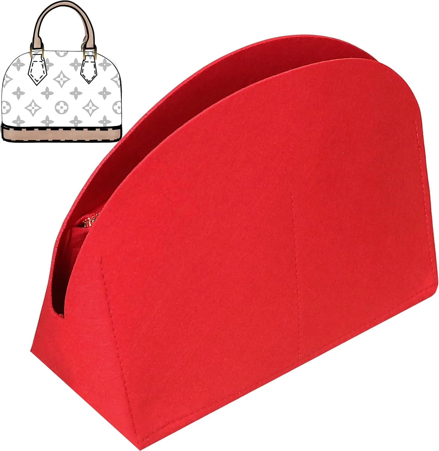 Soyizom Purse Organizer for Alma insert, Felt Bag Organizer Purse Organizer Insert For Alma PM BB insert organizer(BB,Red)