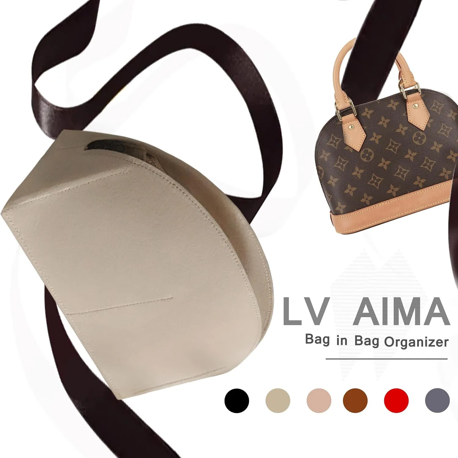 Soyizom Purse Organizer for Alma insert, Felt Bag Organizer Purse Organizer Insert For Alma PM BB insert organizer(PM,Beige)