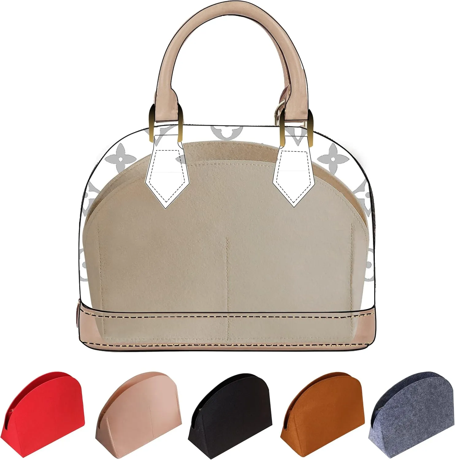 Soyizom Purse Organizer for Alma insert, Felt Bag Organizer Purse Organizer Insert For Alma PM BB insert organizer(PM,Beige)