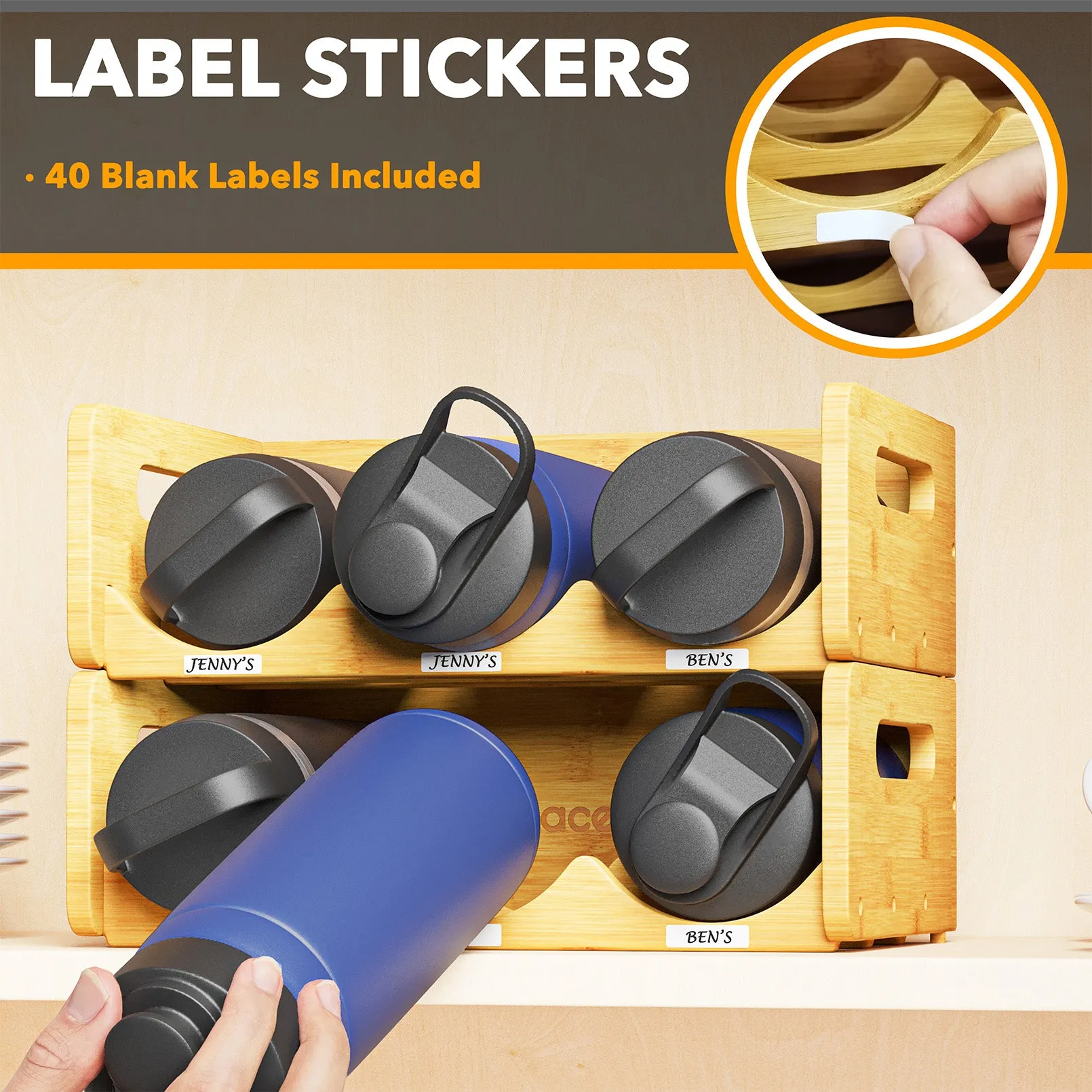 SpaceAid® Water Bottle Organizer Tumbler Organizers, Wine Bottle Storage